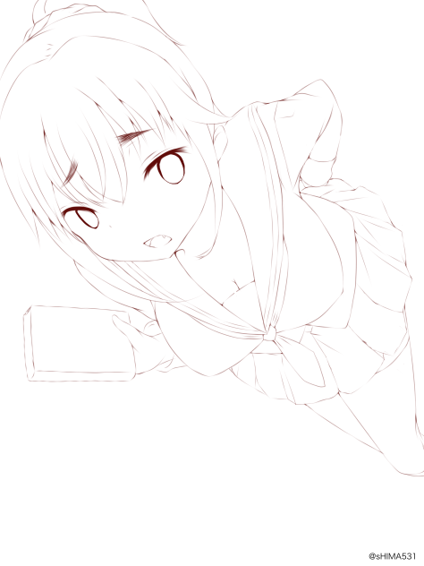 エロゲーを回収していく委員長(線画)