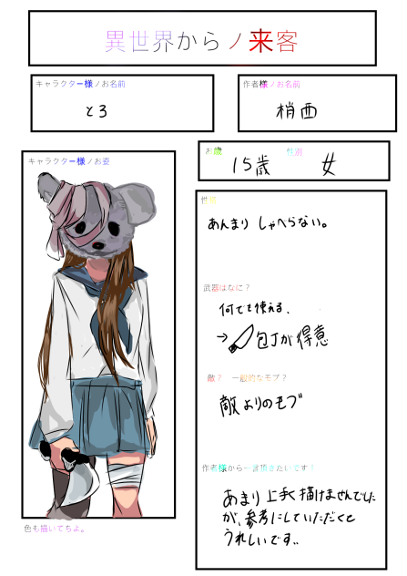 異世界からノ来客　キャラ考えました