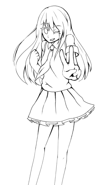 【線画】ピースサイン