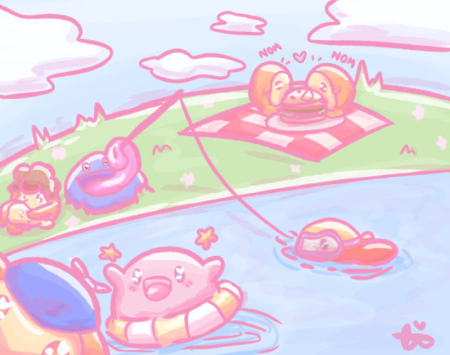 Pool party with the kirb