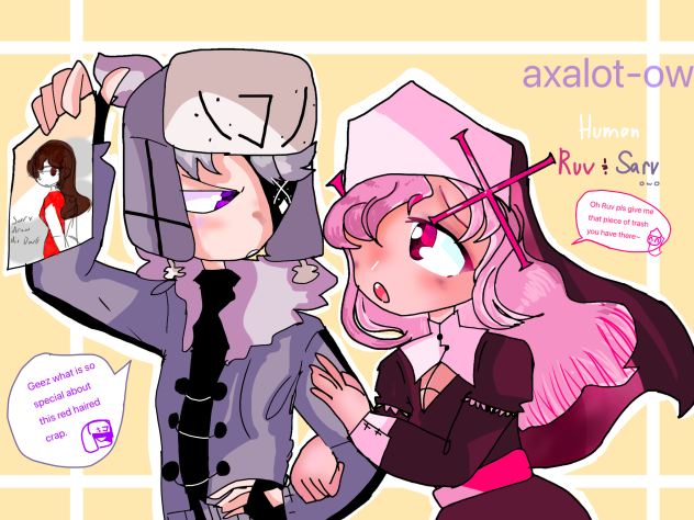 Sarv and Ruv as hoomans owo