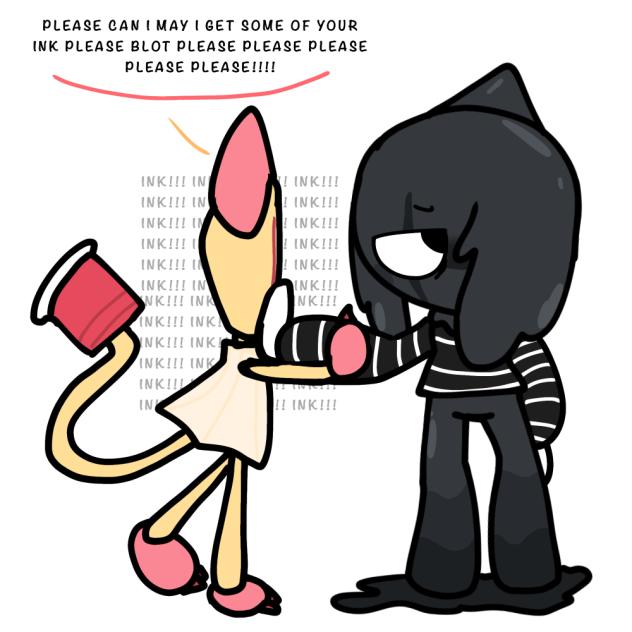Scraps begging blot for ink