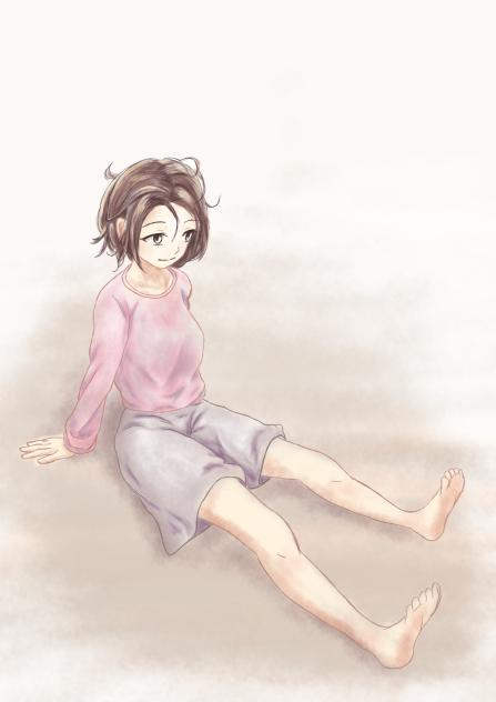 ワンレイヤー作画の練習（後ろに手をつく）
