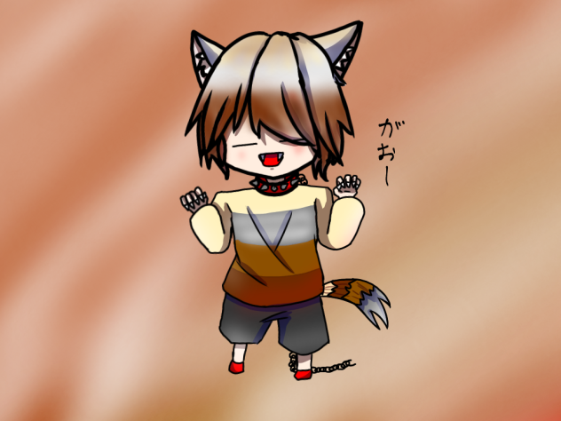 ティラミス柄のミニ擬人化オオカミ
