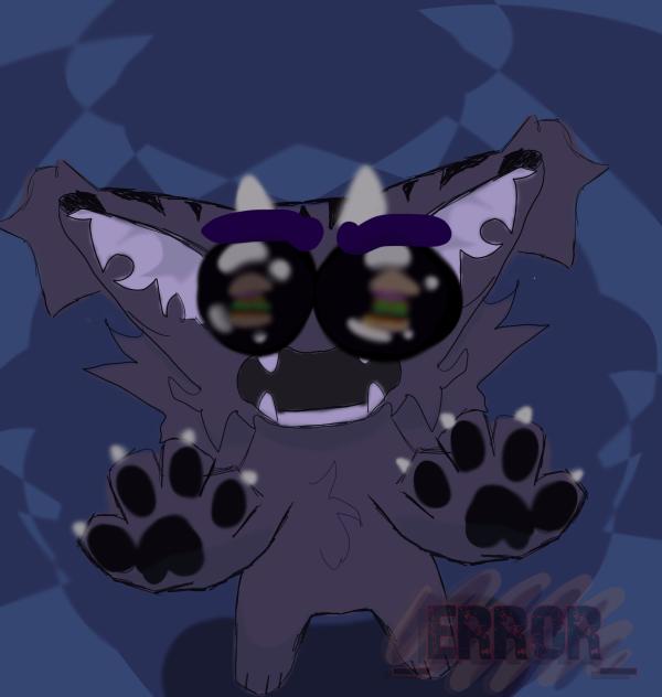 lil purple monster cat wants hamburgers