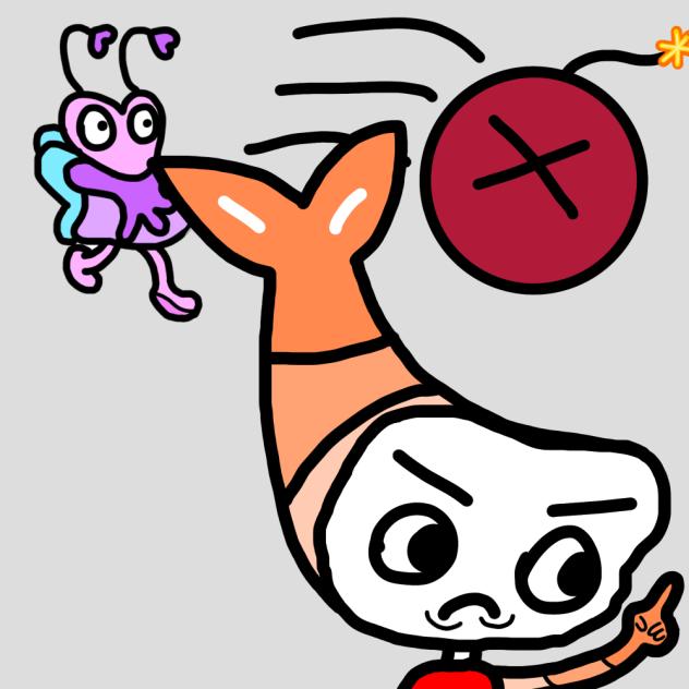 flutter throwing a bomb at shrimpo