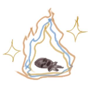 a strange doodle of a burning corpse