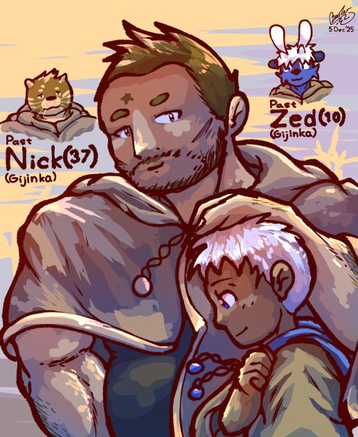 Gijinka of the boy and his master.