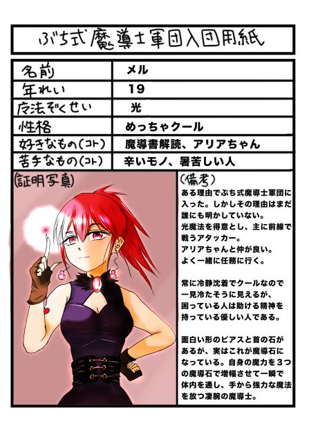 ぶち式魔導士軍団入団用紙〜メル〜