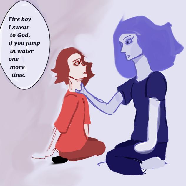 Fire boy and Water girl - ibisPaint