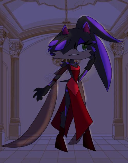 Galaxy in her dress and with hair up
