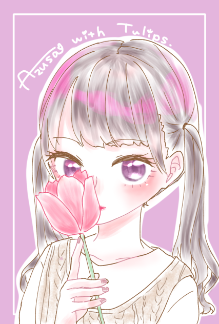 女の子とチューリップ