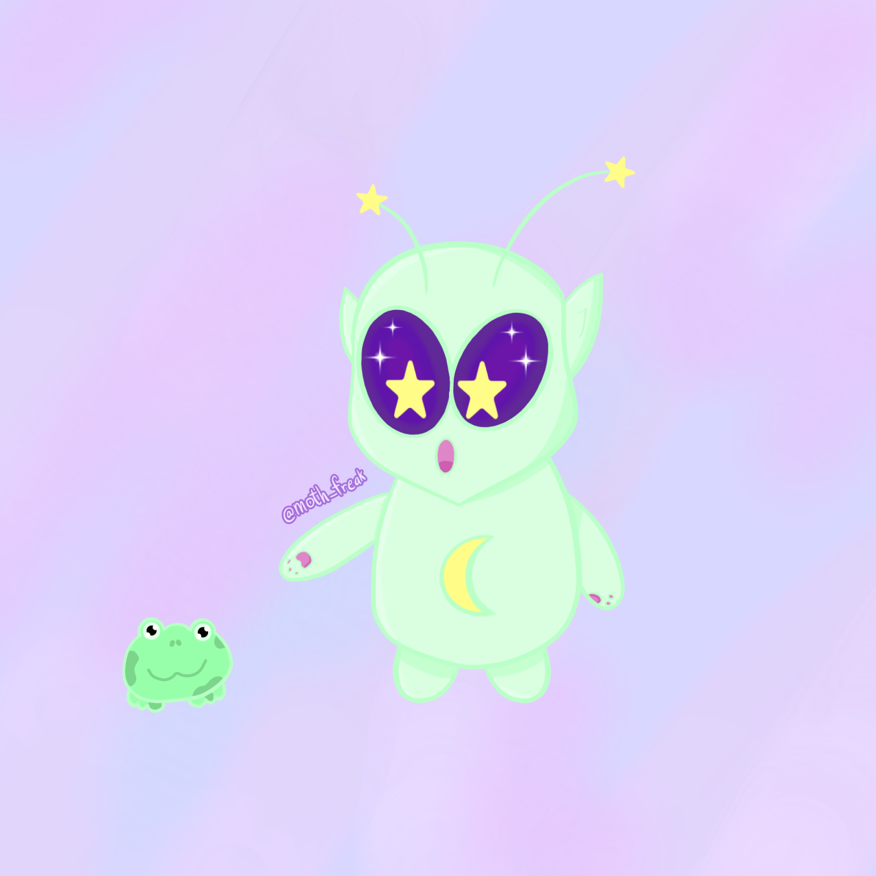 Lil alien with froggie - ibisPaint