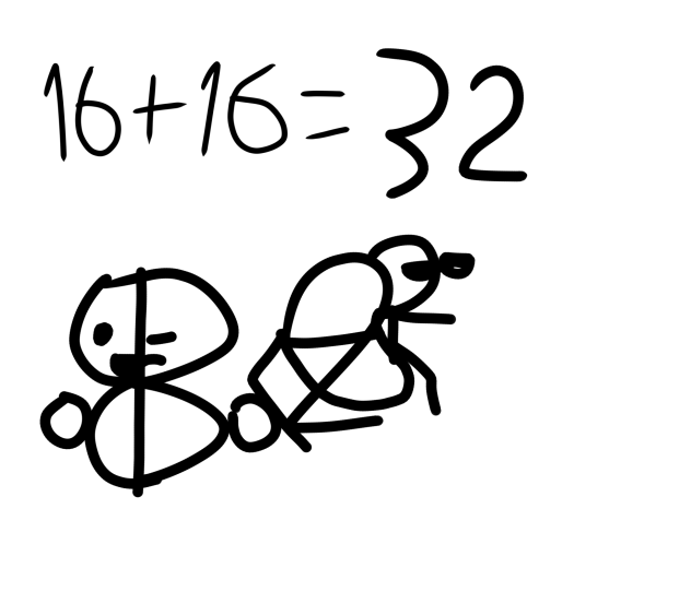 16+16=32