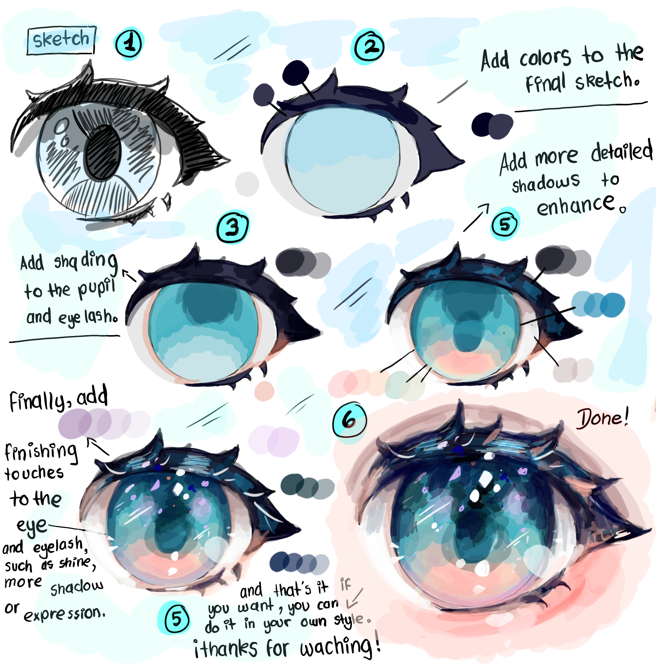 Rendering Eye tutorial 💙🩵 - ibisPaint