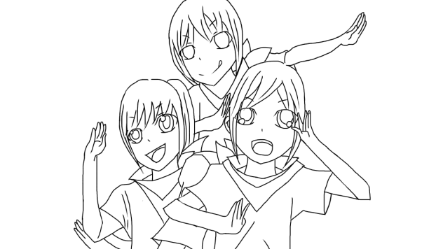 線画 ヒーローごっこ