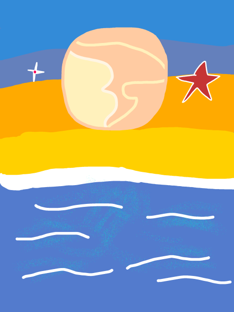 The moon into the sea