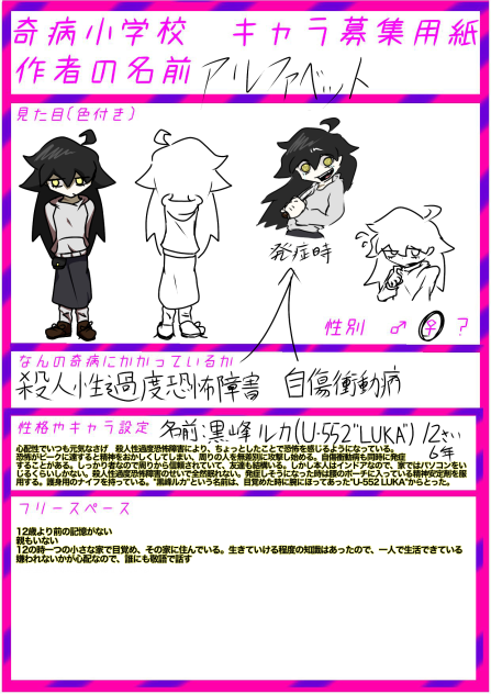 奇病小学校　キャラ募