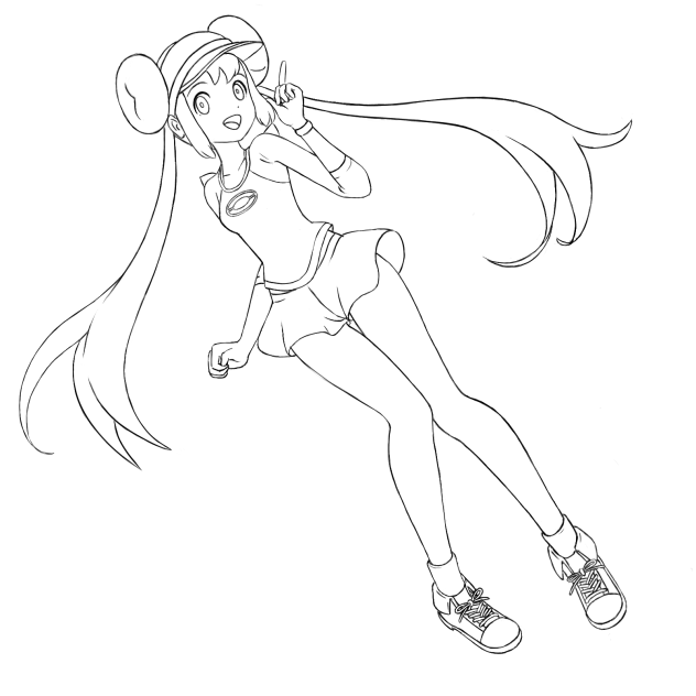 線画　元気メイっぱい