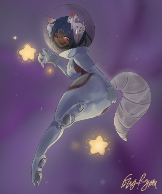 Fox girl in space