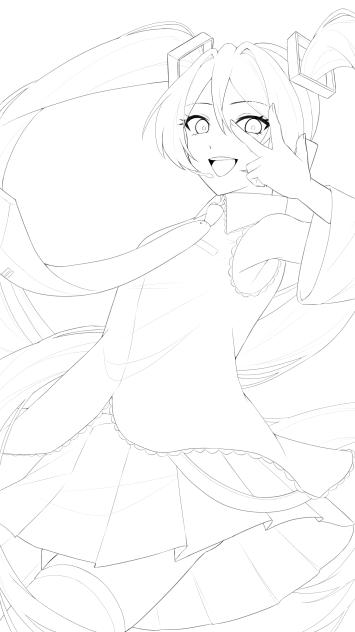 ミクちゃん　線画