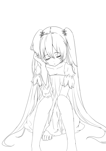 春ミク線画
