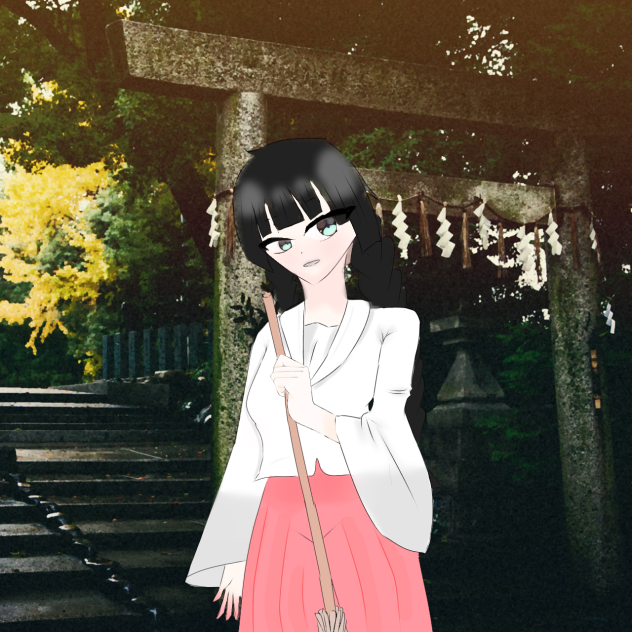 黒髪の巫女さん