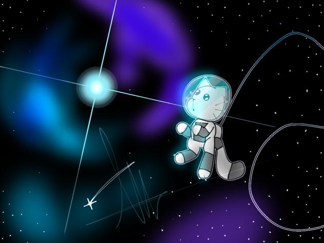 Kitty Floating In Space