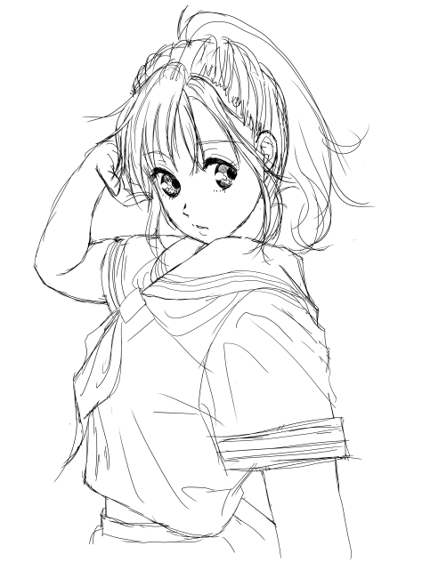 セーラー服のきかん坊❤️改 -線画Ver.-