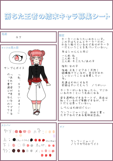 落ちた王者の結末キャラ募〜！！