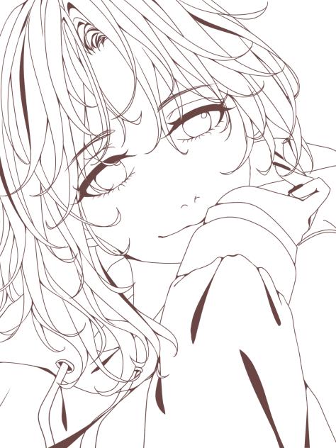パーカー女子　塗り絵