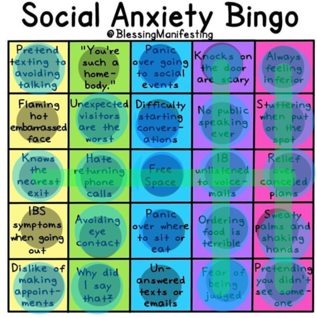 Social Anxiety Bingo...By Destiny!