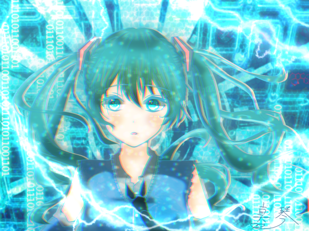 線画初音ミクお借りしました