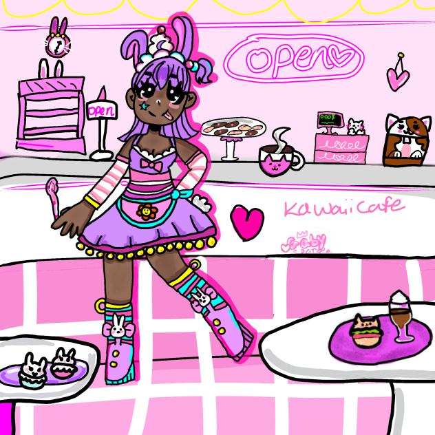 cute bunny girl in Kawaii Cafe
