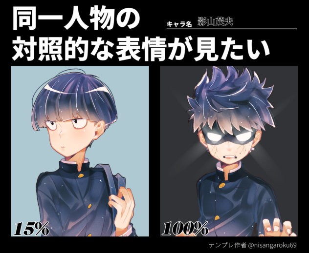 #同一人物の対照的な表情が見たい