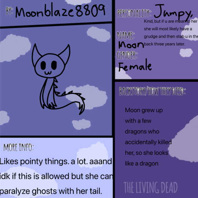 Character sheet for the living dead