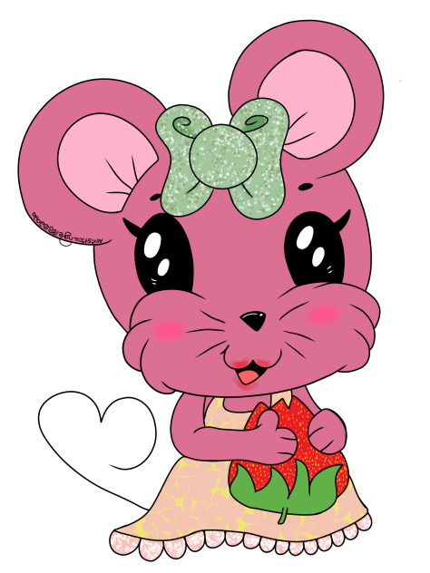 Pink Mouse With Strawberry - Speedpaint