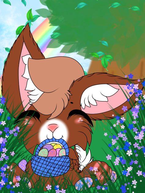 Brown Easter Bunny With Easter Basket