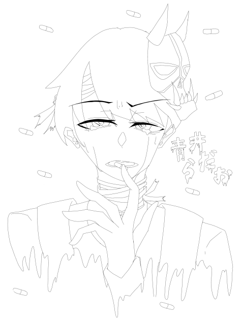 らだおが苦しんでる線画。