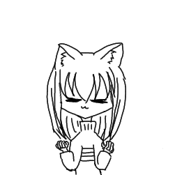 猫ぉ(フリスク)線画ぁ