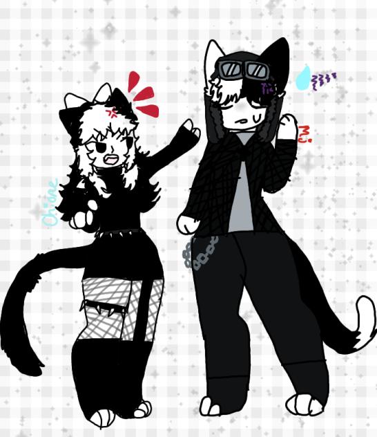 Drawing of me and my boyfriend's ocs