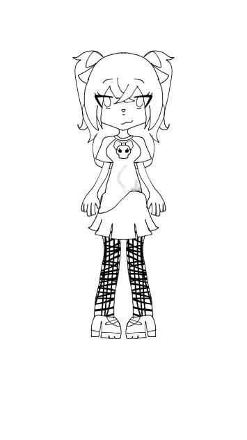 Cute pastel goth girl lineart