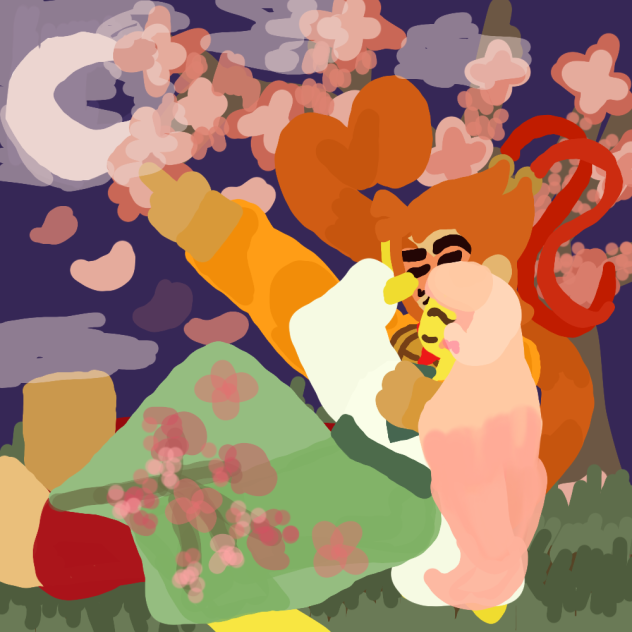 peaches in love under the moon
