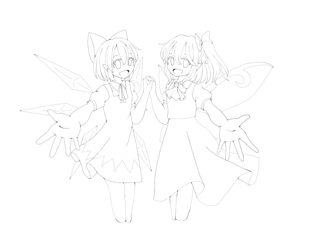 東方  チルノ＆大妖精  塗り絵