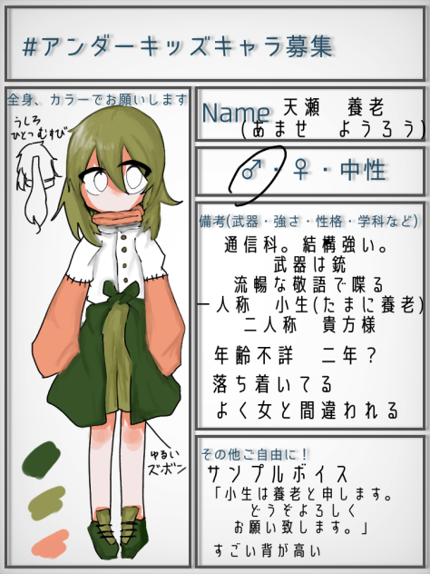 キャラ募集ですね