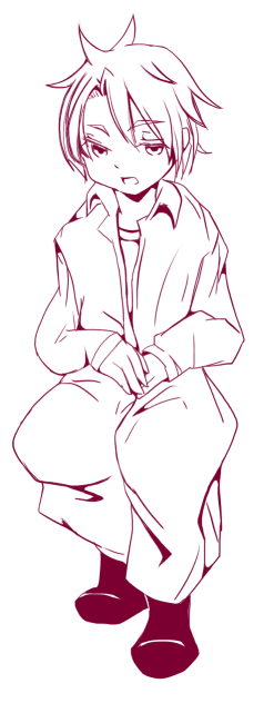 座る男の子