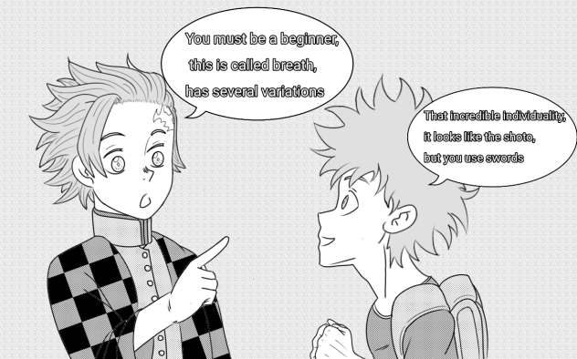 Tanjiro and midoriya talking