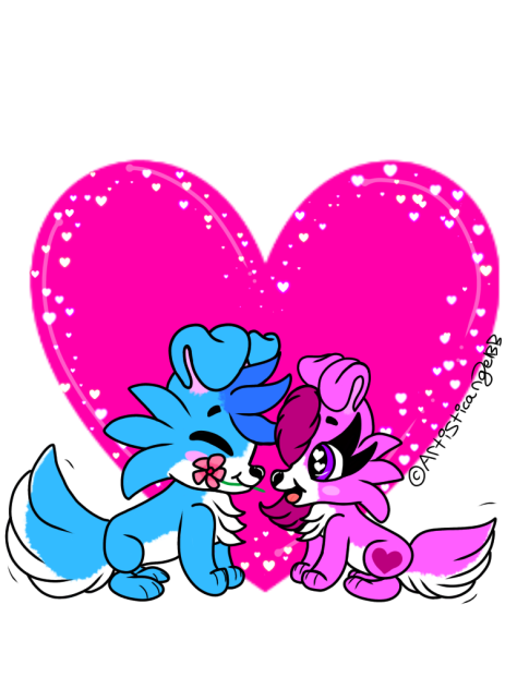 Blue X Pink Dogs In Love - Speedpaint