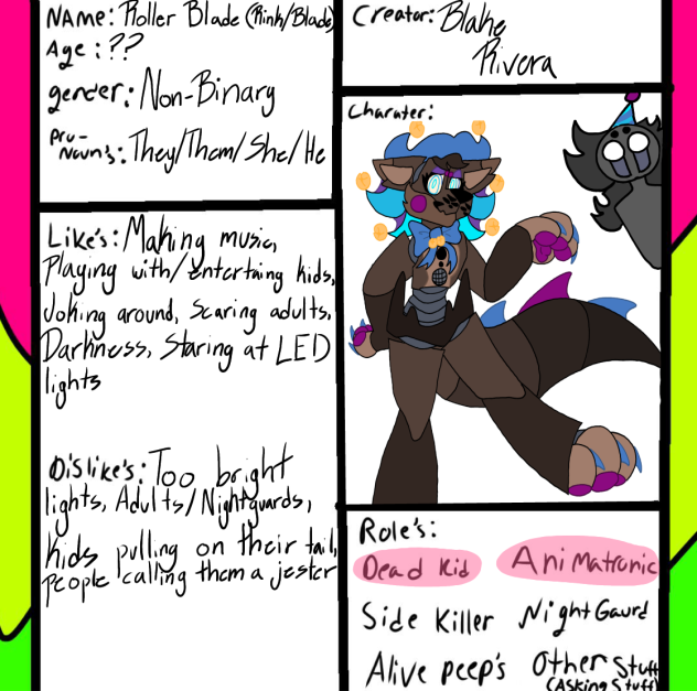 Ref sheet for Nepo and Faith’s Fnaf AU