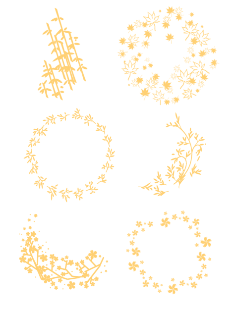Material - ornament Flower leaves gold
